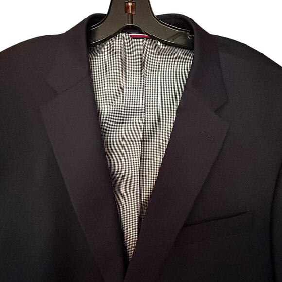 Tommy Hilfiger Men’s Two Button Blazer Blue Wool Blend Sport Coat Jacket Sz. 48L - Picture 2 of 13
